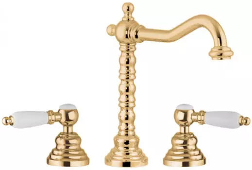 Смеситель для раковины на 3 отверстия с донным клапаном Gattoni Vivaldi Lever 13100/13D0ORO