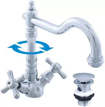 Смеситель для раковины с донным клапаном Rav Slezak Morava Retro MK121.5/8