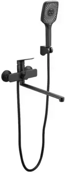 Смеситель для ванны Belz B22533-7 универсальный, с душевым гарнитуром, черный матовый