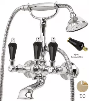 Смеситель для ванны с ручным душем золото 24 карат, ручки Swarovski Nero Cezares Diamond DIAMOND-VD-03/24-Sw-N