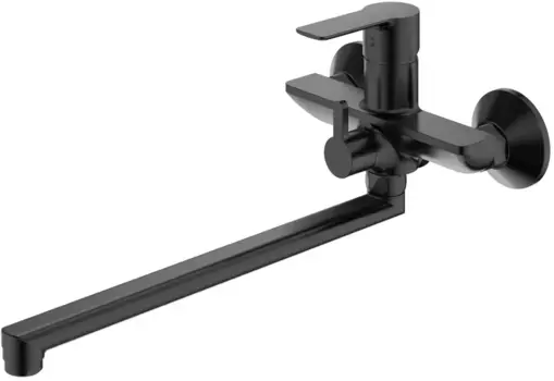 Смеситель для ванны Splenka S06.22.06 универсальный, с душевым гарнитуром, черный матовый