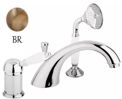 Смеситель на борт ванны бронза, ручка белая Cezares Elite ELITE-BVDM-02-Bi