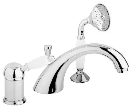 Смеситель на борт ванны хром, ручка белая Cezares Elite ELITE-BVDM-01-Bi