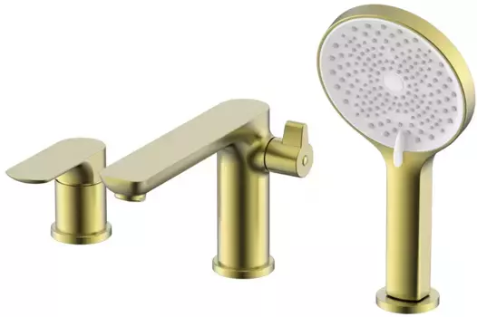 Смеситель на борт ванны Raglo R03.31.03 с душевым гарнитуром, золотой матовый