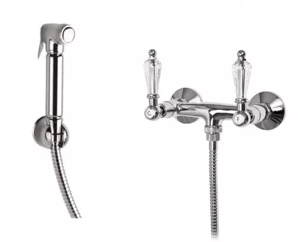 Смеситель с гигиеническим душем хром, ручки Swarovski Cezares Diamond DIAMOND-DIF-01-Sw