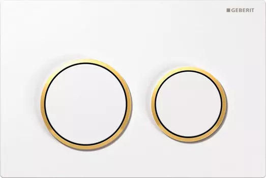 Кнопка смыва Geberit Omega 20 115.085.KK.1 для инсталляции, белый/позолота/белый
