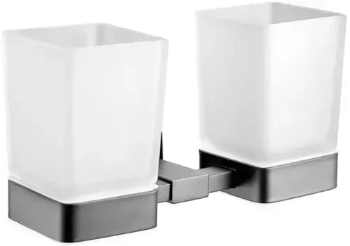 Стакан для зубных щеток Belz B90408 двойной, настенный, вороненая сталь