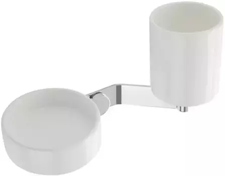 Стакан для зубных щеток с мыльницей Stil Haus Buket BK14(08-BI) настенный, хром/белый