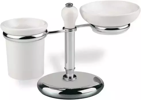 Стакан для зубных щеток с мыльницей Stil Haus Nemi N15M(39) настольный, хром/белый
