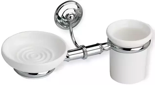 Стакан для зубных щеток с мыльницей Stil Haus Nemi N14(39) настенный, хром/белый