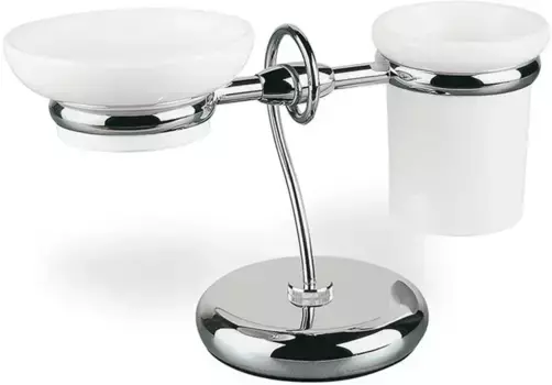 Стакан для зубных щеток с мыльницей Stil Haus Idra I15(08-BI) настенный, хром/белый