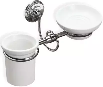 Стакан для зубных щеток с мыльницей Stil Haus Idra I14(08-BI) настенный, хром/белый