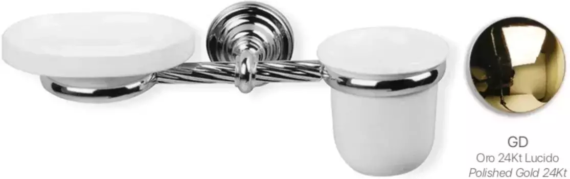 Стакан для зубных щеток с мыльницей Stil Haus Giunone G14(16) настенный, золотой