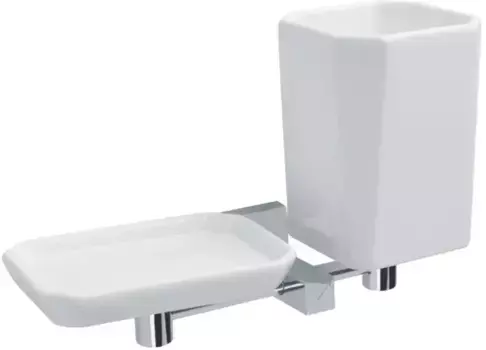 Стакан для зубных щеток с мыльницей Stil Haus Diva DV14(08-BI) настенный, хром/белый