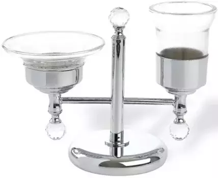 Стакан для зубных щеток с мыльницей Stil Haus Smart Light SL15(08) настольный, хром