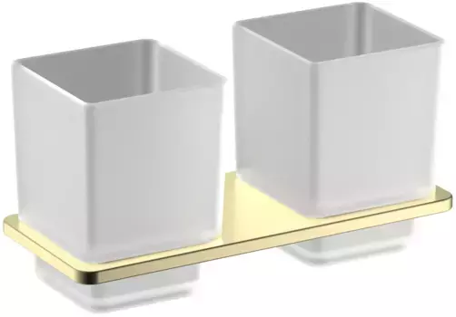 Стакан для зубных щеток Schein Klimt 9232BG двойной, настенный, золотой матовый