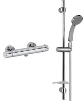 Термостат для душа Jacob Delafon Brive E24334-CP + E12907-CP с душевым гарнитуром, хром