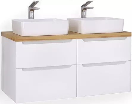 Тумба белый глянец 120 см Jorno Wood Wood.01.60/P/W + Wood.01.60/P/W + Wood.06.120/LW