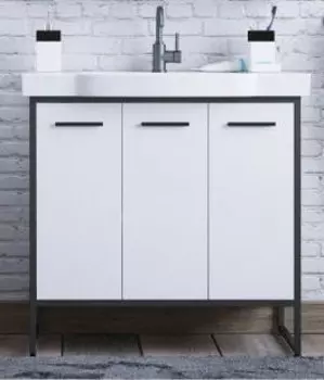 Тумба белый глянец/черный 86,5 см Corozo Айрон SD-00000412