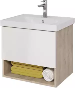 Тумба белый глянец/дуб эврика 57,6 см Dreja Perfecto 99.0811