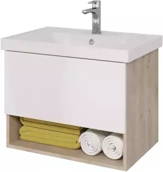 Тумба белый глянец/дуб эврика 67 см Dreja Perfecto 99.0812