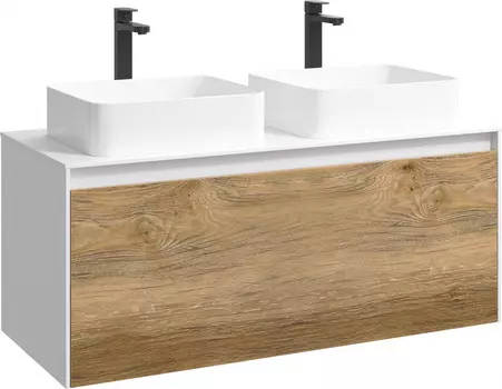 Тумба белый глянец/дуб балтийский 120 см Aqwella 5 Stars Mobi MOB0112W/MOB0712DB/T