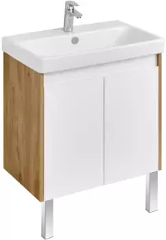 Тумба белый глянец/дуб рустикальный 63 см Акватон Сканди Doors 1A278901SDZ90