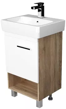 Тумба под раковину 1Marka Tera У76064 44,5 см, напольная, белый глянец/дуб сонома