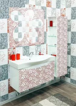 Тумба белый красная патина/белый глянец 94,4 см Sanflor Санфлор H0000000574