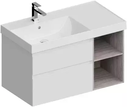 Тумба белый матовый/дуб орегон 87,8 см Kerama Marazzi Cubo CUB.90Lh\WHT.M