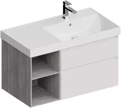 Тумба белый матовый/дуб орегон 87,8 см Kerama Marazzi Cubo CUB.90Rh\WHT.M