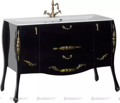 Тумба черный/золото 127,6 см Aquanet Виктория 00183930