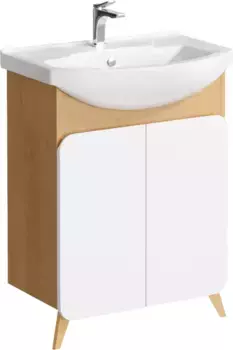 Тумба дуб золотой/белый матовый 59,8 см Aqwella Basic BAS0106DZ