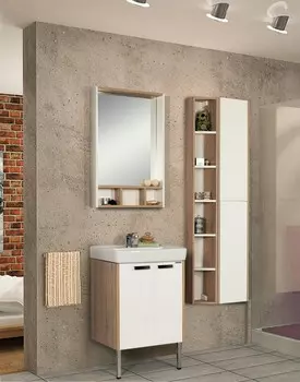 Тумба Йорк 60 Белый глянец/Дуб Сонома Aquaton 1A170201YOAD0