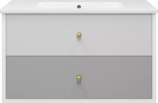 Тумба под раковину Brevita 50 Shades of Grey Анастейша Ана-06100-01-012Я 96,8 см, подвесная, белый матовый/светло-серый матовый/темно-серый матовы