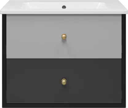 Тумба под раковину Brevita 50 Shades of Grey Кристиан Кри-06080-01-012Я 75 см, подвесная, черный матовый/светло-серый матовый/темно-серый матовый