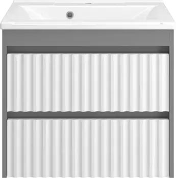 Тумба под раковину Brevita Balaton BAL-06065-01-012Я 62,5 см, подвесная, белый матовый/серый матовый