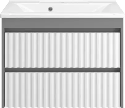 Тумба под раковину Brevita Balaton BAL-06075-01-012Я 73 см, подвесная, белый матовый/серый матовый