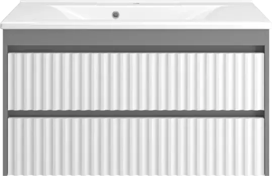 Тумба под раковину Brevita Balaton BAL-06100-01-012Я 98 см, подвесная, белый матовый/серый матовый