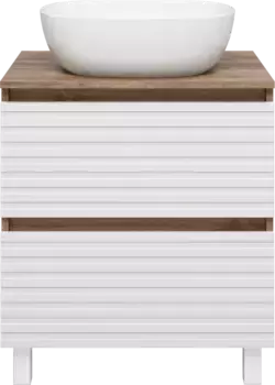 Тумба под раковину Brevita Dakota DAK-07060-19/01-2Я 60,4 см, напольная, со столешницей, белый матовый/дуб галифакс