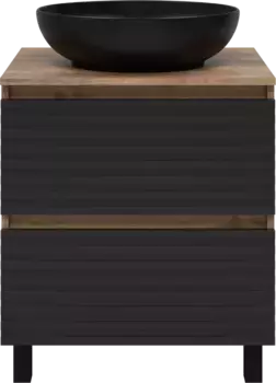 Тумба под раковину Brevita Dakota DAK-07060-19/02-2Я 60,4 см, напольная, со столешницей, черный матовый/дуб галифакс