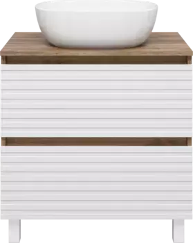 Тумба под раковину Brevita Dakota DAK-07070-19/01-2Я 70,4 см, напольная, со столешницей, белый матовый/дуб галифакс