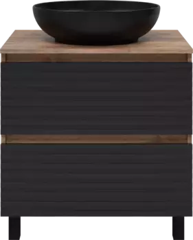 Тумба под раковину Brevita Dakota DAK-07070-19/02-2Я 70,4 см, напольная, со столешницей, черный матовый/дуб галифакс