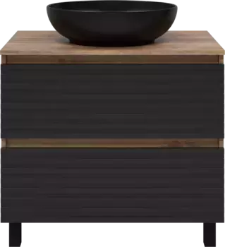 Тумба под раковину Brevita Dakota DAK-07080-19/02-2Я 80,4 см, напольная, со столешницей, черный матовый/дуб галифакс