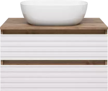 Тумба под раковину Brevita Dakota DAK-09070-19/01-2Я 70,4 см, подвесная, со столешницей, белый матовый/дуб галифакс