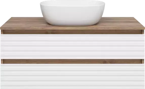 Тумба под раковину Brevita Dakota DAK-09100-19/01-2Я 100,4 см, подвесная, со столешницей, белый матовый/дуб галифакс