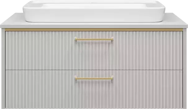 Тумба под раковину Brevita Elche ELC-01100-0502Я 101,2 см, подвесная, со столешницей, серый матовый/золотой матовый