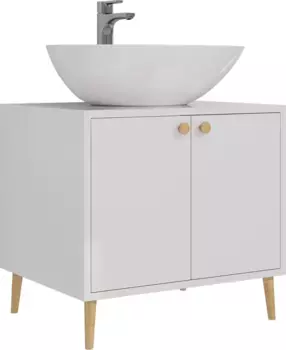 Тумба под раковину Dreja Luno 99.2001 60 см, напольная, со столешницей, белый глянец