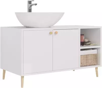 Тумба под раковину Dreja Luno 99.2003 100 см L, напольная, со столешницей, белый глянец