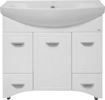 Тумба под раковину Misty Дрея Э-Дре01086-01К2Я 83 см, напольная, с бельевой корзиной, белый глянец